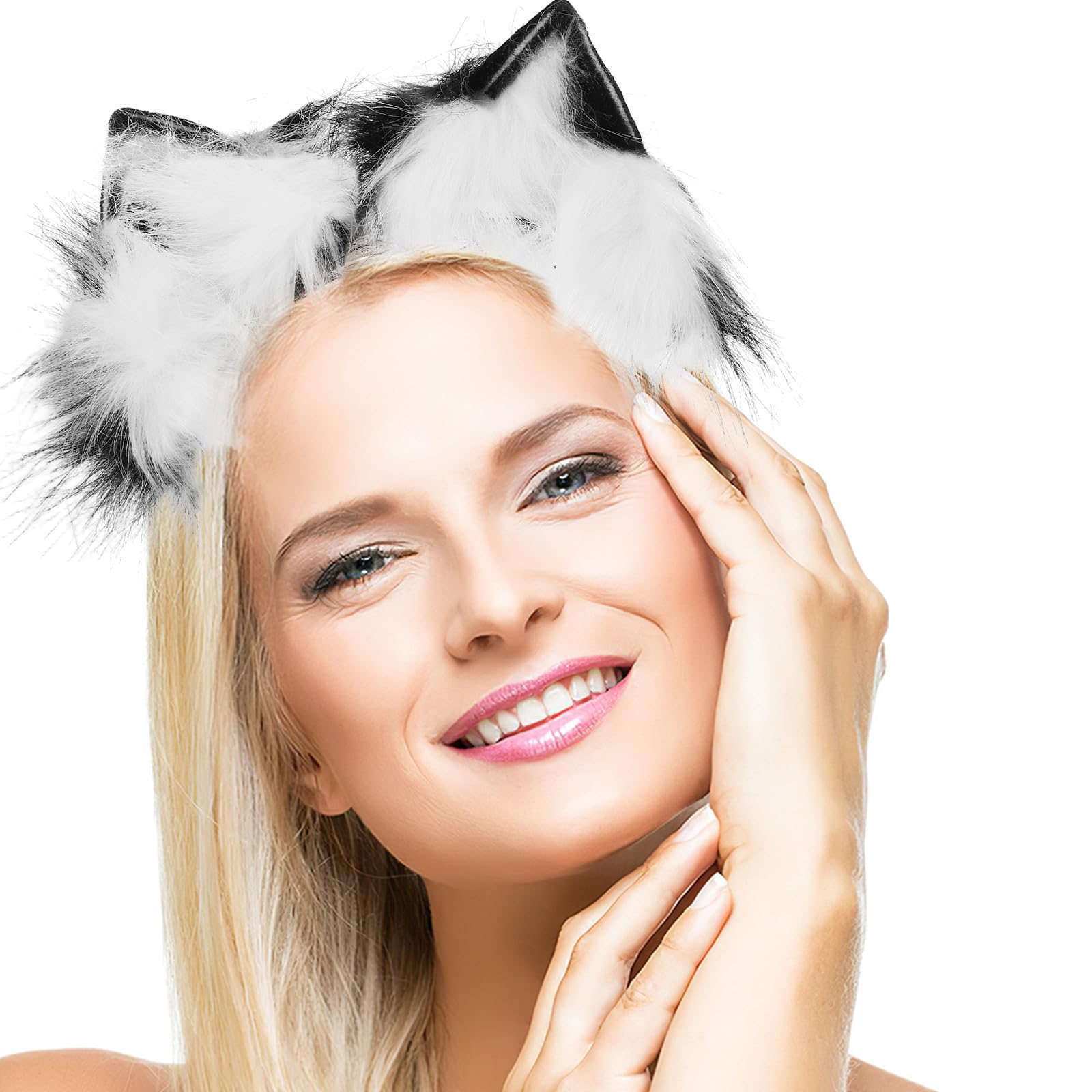 Diadema de Animal con Orejas de, y Manoplas de Felpa y Plástico, Accesorios para Cosplay para Adultos, Halloween y Juegos de Rol