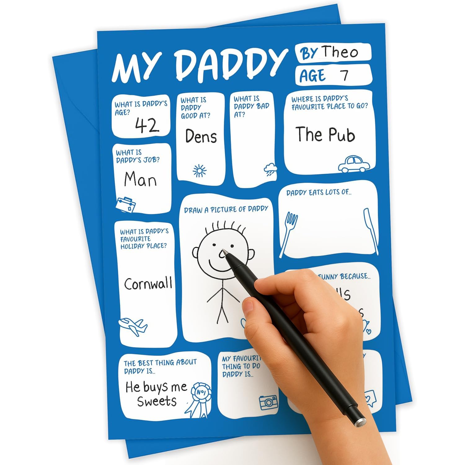 Personalised Fathers Day Card For Daddy From Daughter From Son Child Kid Toddler Customise With Own Answers Thoughtful Cute Father's Day Cards