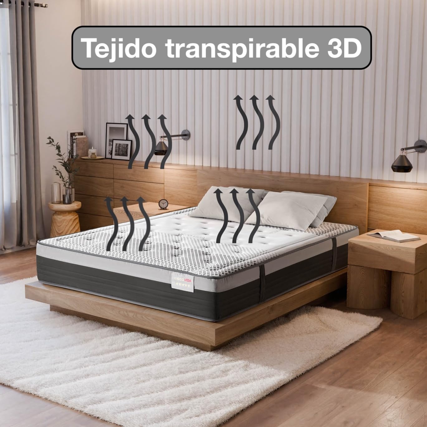 T-ORMU COLCHONES 150X190 VISCOELASTICOS Premium Firme – Colchón 150X190 Viscoelástico Firmeza Alta ± 29 CM Altura – Matrimonio – Traspirable Antialérgico Confortable Ergonómico Oeko-Tex