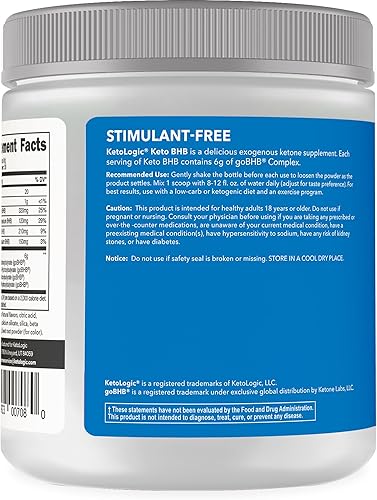 Miniatura 8 de KetoLogic BHB - Complemento Keto - Suprime el AppetitoAumenta la EnergíaBajo en carbohidratoselectrolitos  Sales Beta-Hidroxibutirato, 1