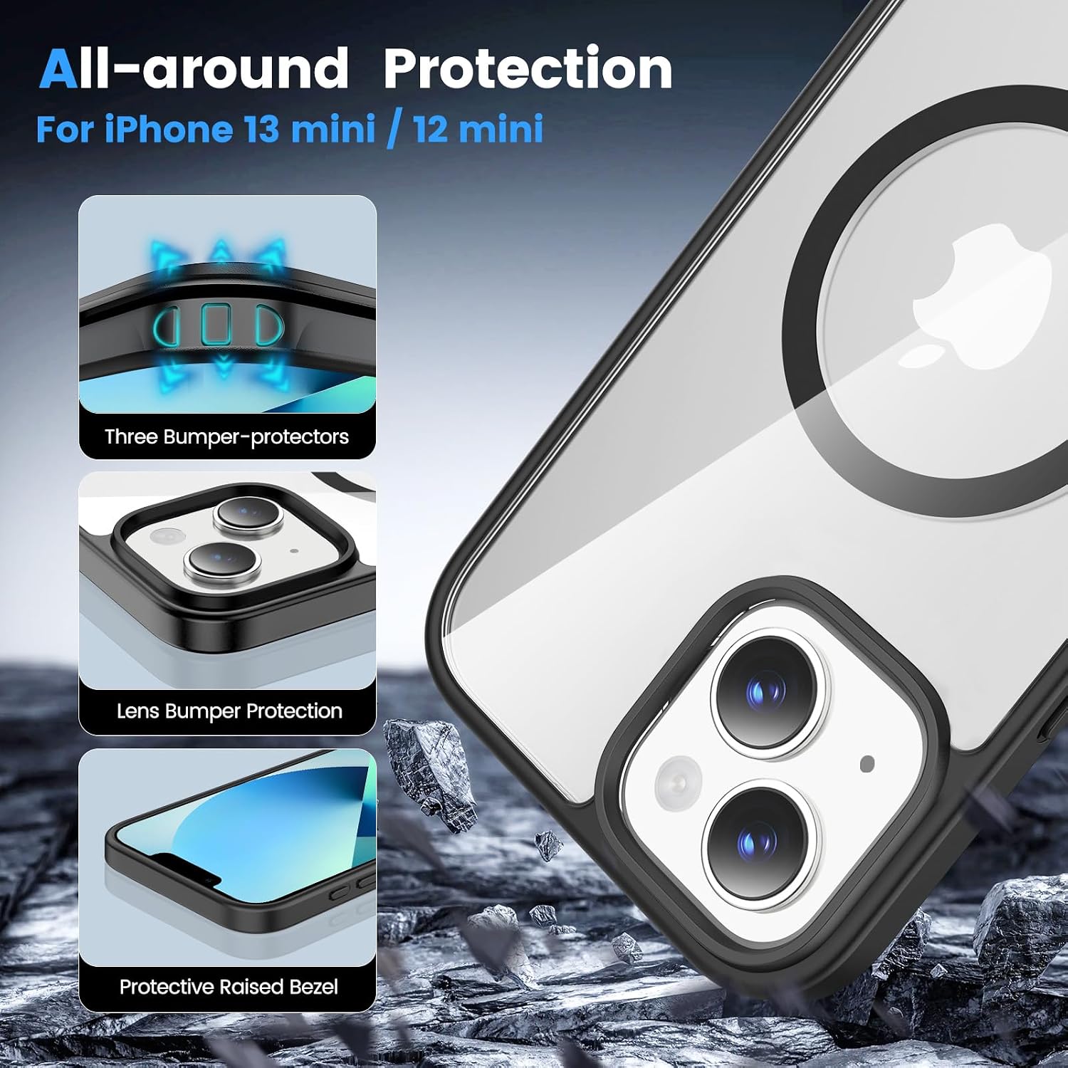 for iPhone 13/12 MINI Case with Screen Protector Clear | Compatible with Magsafe, Anti-Yellowing, Military-Grade Protection, Shockproof Slim Magnetic Phone Case,5.4" thumbnail