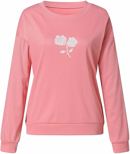 Miniatura 6 de Sudaderas de cuello redondo para adolescentes y niñas, sudadera suelta con estampado de margaritas de gofre, casual, blusa básica de manga larga