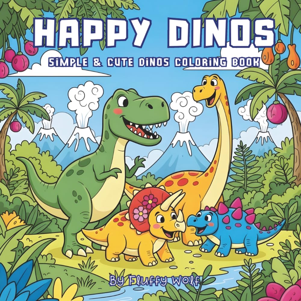 Dinosaur Coloring Book for Kids: Easy & Simple Dino Coloring Pages for Boys & Girls | Big Bold Designs