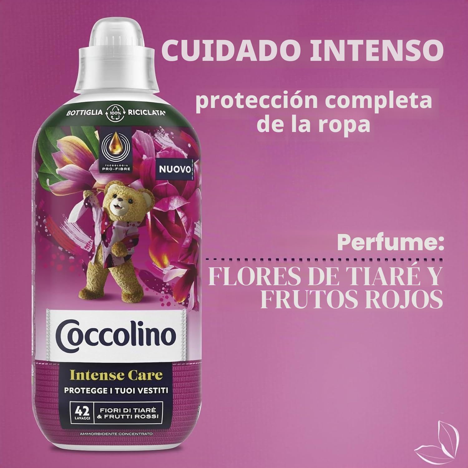 Coccolino Suavizante concentrado de flores de tiaré y frutas rojas, suavizante para lavadora Intense Care con tecnología Pro-Fibre, formato hasta 336 lavados, 8 unidades de 980 ml