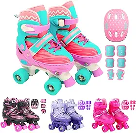 Patins Infantil Roller 4 Rodas Proteção Ajustável