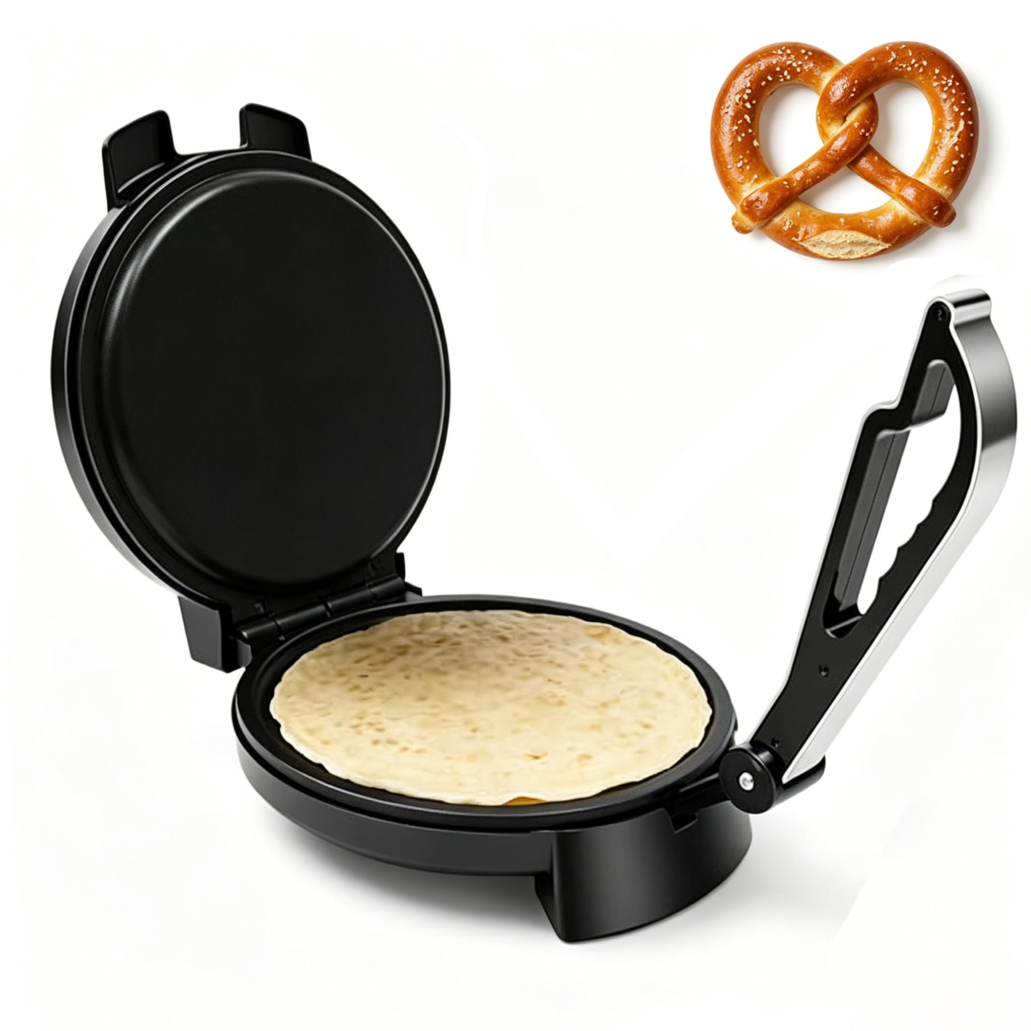 Elektrische Chapati Roti Presse 1200W Tortilla Maker Doppelseitiger Heizung Einstellbarer Temperatur Fladenbrot Naan Presse Maschine