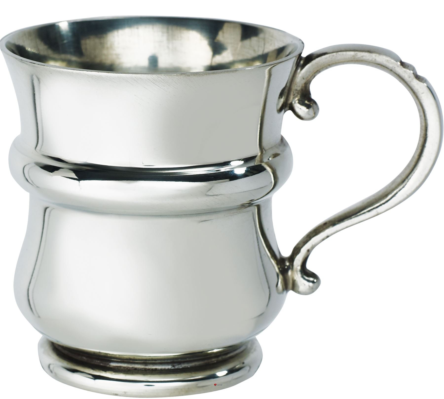 Taza de bautizo y primer vaso de bebé en peltre liso con relieve de cardo escocés