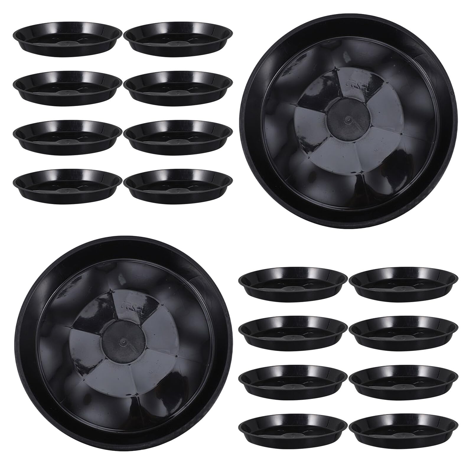 UPKOCH 30 Bandejas para Macetas Redondas de Plástico Negro 23 CM Platos para Plantas Recogedor de Agua Ideales para Jardinería Interior y Exterior Protección de Suelos y Mesas