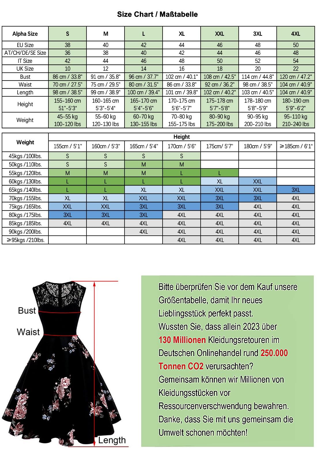 AXOE Damen Vintage Kleider Rockabilly 50er 60er Jahre Blumenkleider mit Spitze Ärmellos Festlich Elegant für Mollige Frauen, Hochzeit