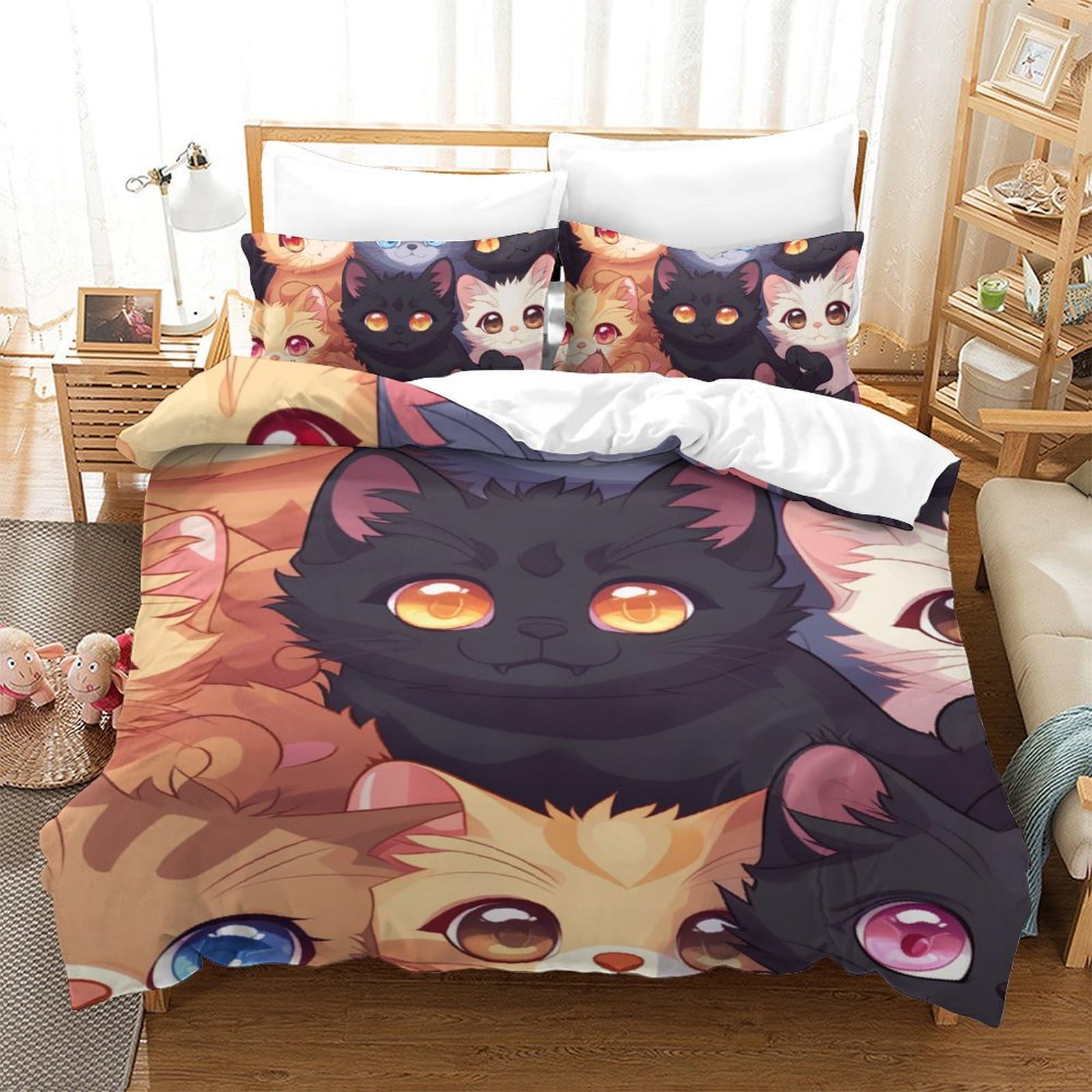 Parure de lit chat 3D enfant : finie la corvée de lit grâce à la fermeture éclair