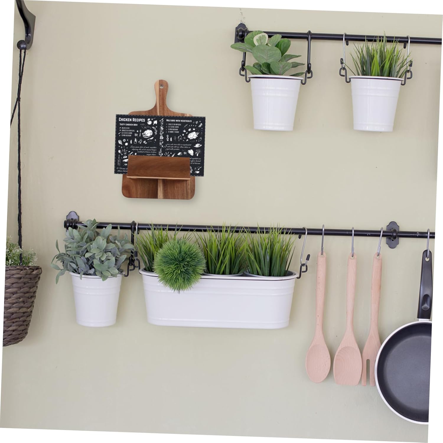 ABOOFAN Wooden Cookbook Stand Adjustable Height Wall Mounted Recipe Holder 1-Piece Acacia Wood Kitchen Display Rack for Home Chefs and Menu Showcase