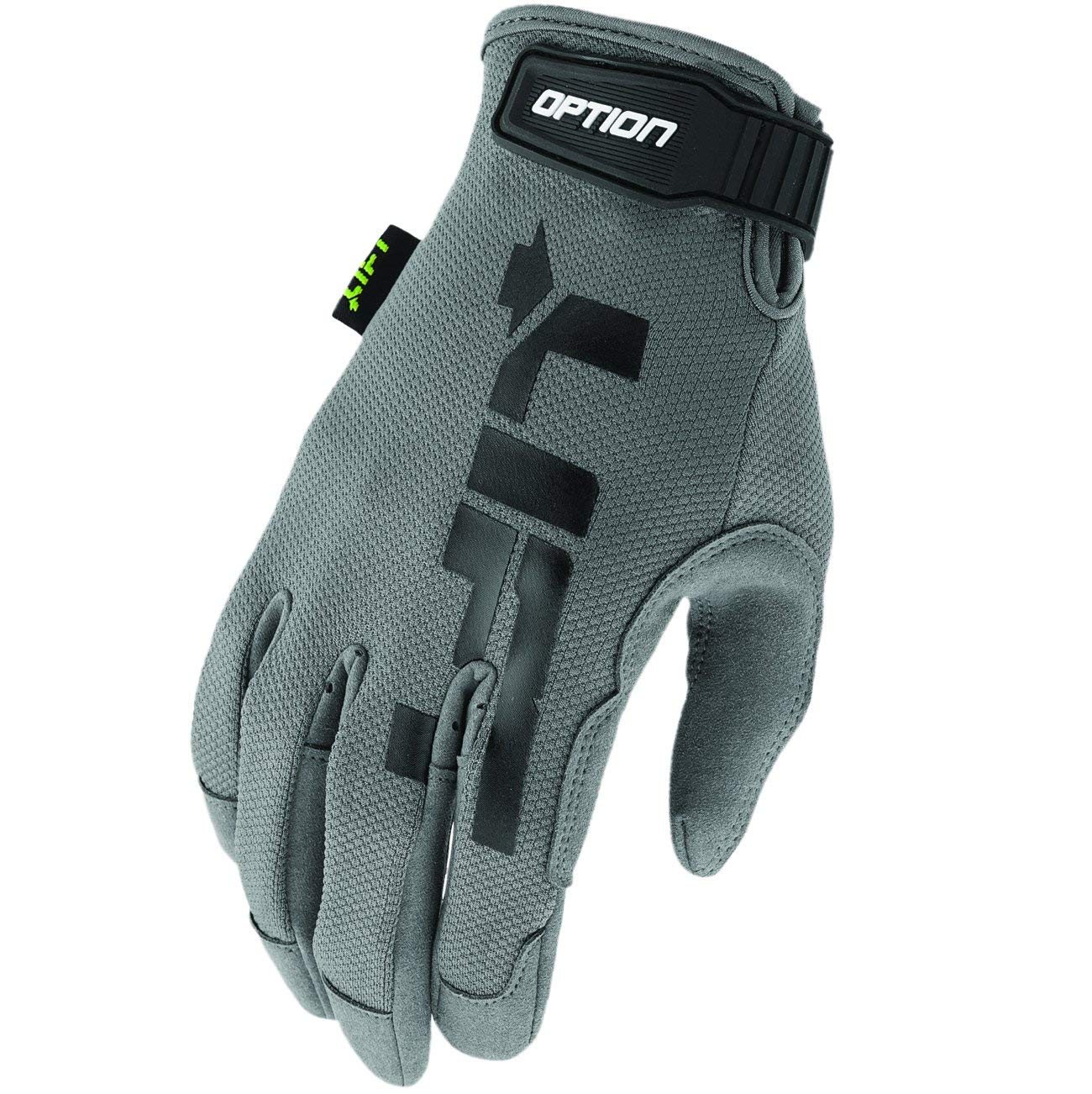 LIFT Safety Option Work Gloves | Durable Synthetic Leather Palm | Breathable 2-Way Stretch Back | Reinforced High-Wear Zones | Grey | Large