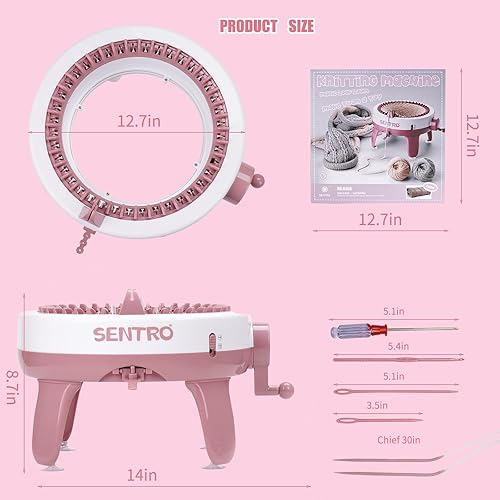 Miniatura 6 de YIMORIA SENTRO Máquina de tejer, rotativa para adultos y niños, máquina de tejer inteligente de 40 agujas, adecuada para principiantes, calcetines
