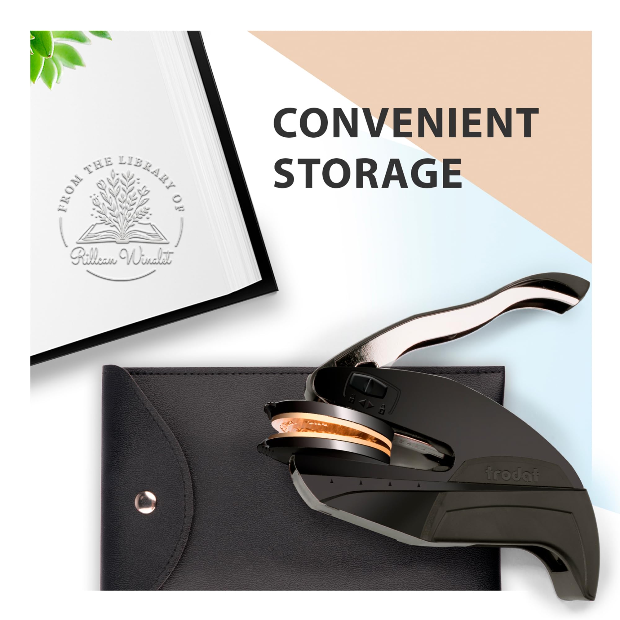 Custom Book Embosser | Book Stamp Personalized | Personal Library Embosser Custom Self-Ink Stamp from The Library of Customizable Embossing (Flowers 1)