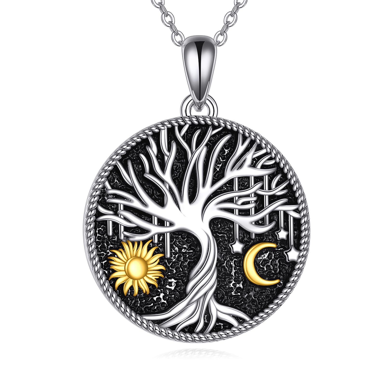 VONALA Marienkäfer/Schmetterling/Sonne und Mond/Senfsaat Rundes Halsband Sterling Silber Anhänger Schmuck für Männer Frauen