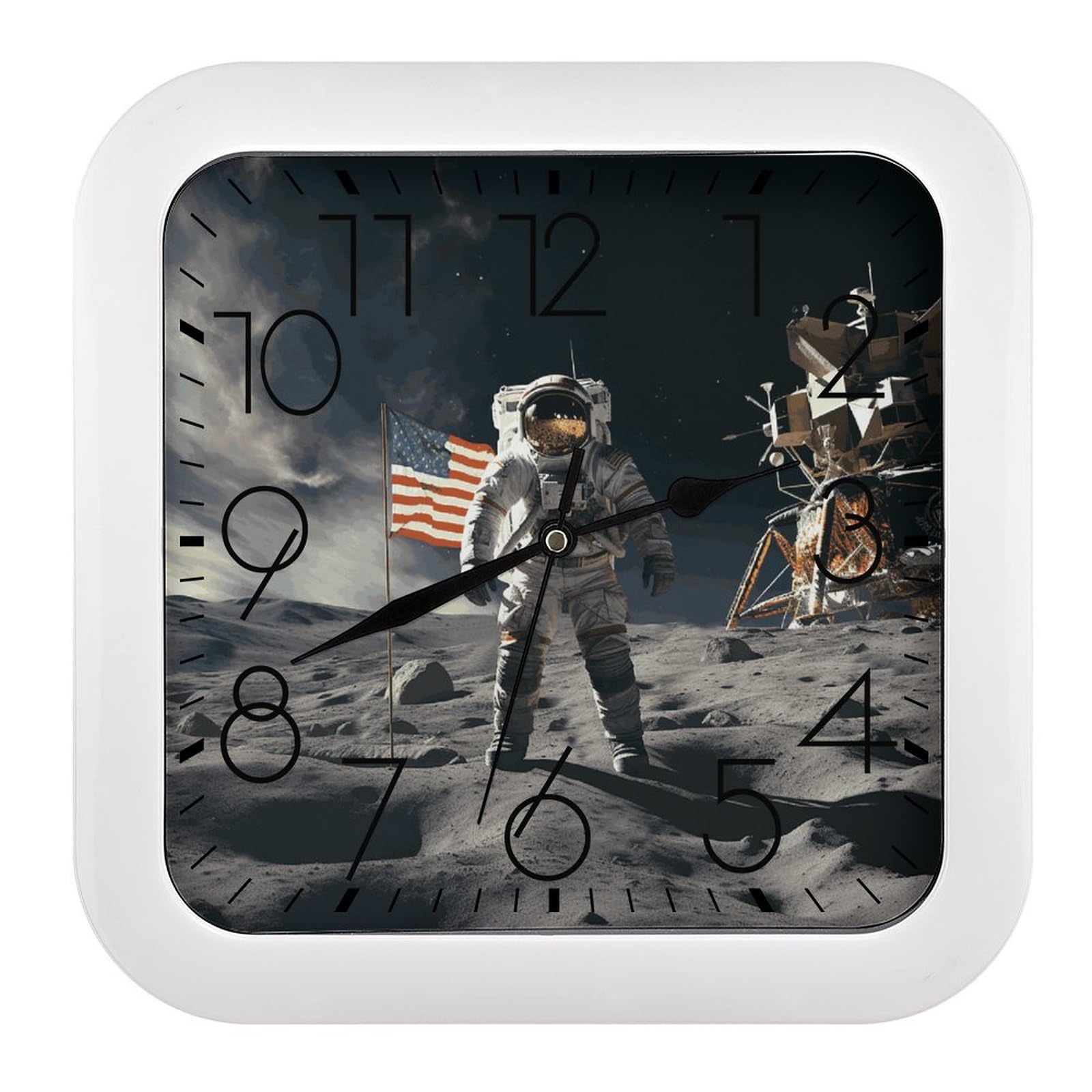 Horloge murale carrée silencieuse sans tic-tac mécanisme à pile 25cm