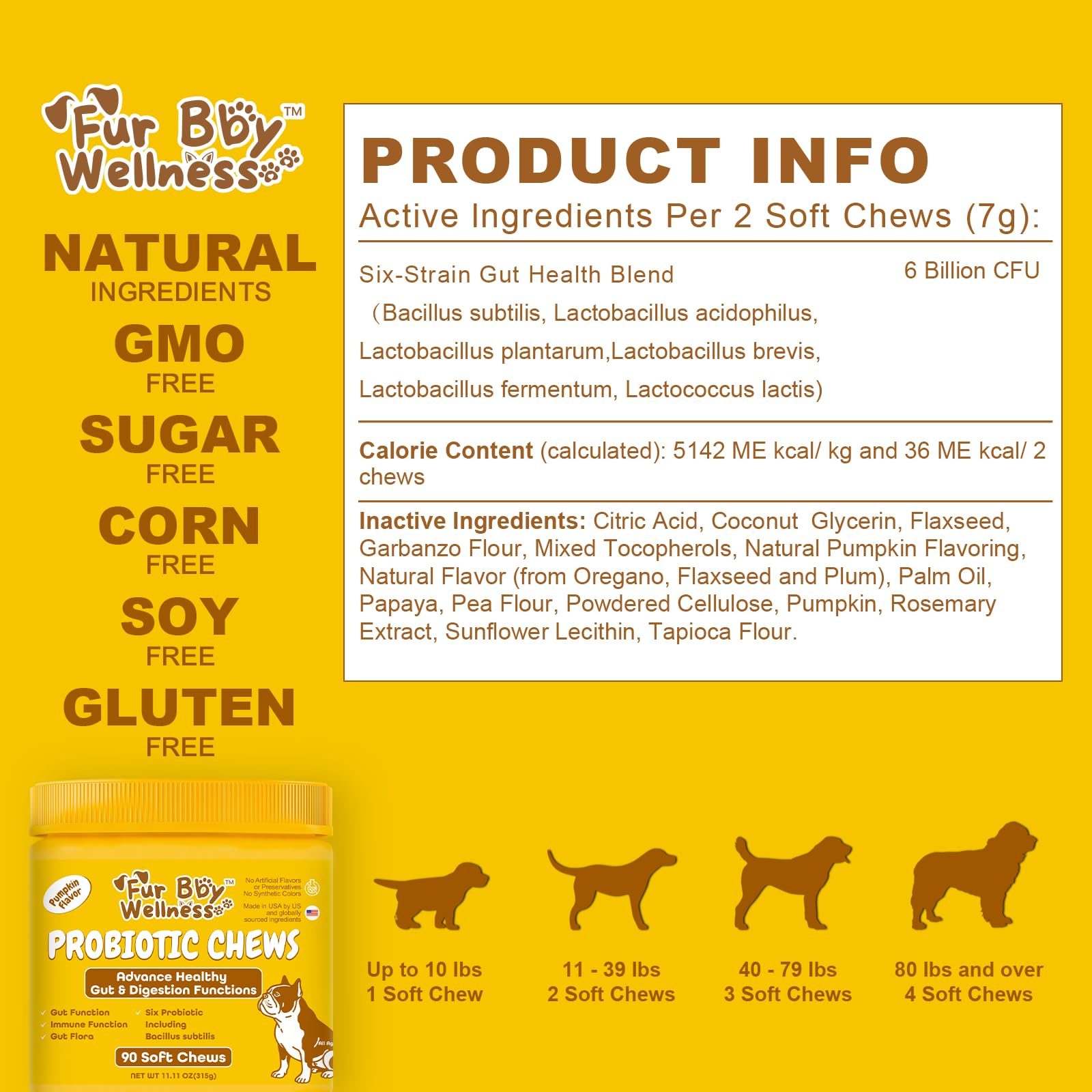 Vet Strength Probiotics for Dogs – Fast Relief for Diarrhea, Gas & Upset Stomach – Maximum Gut, Immune & Allergy Support – Pumpkin Flavor Soft Chews, 90 Count - image 2