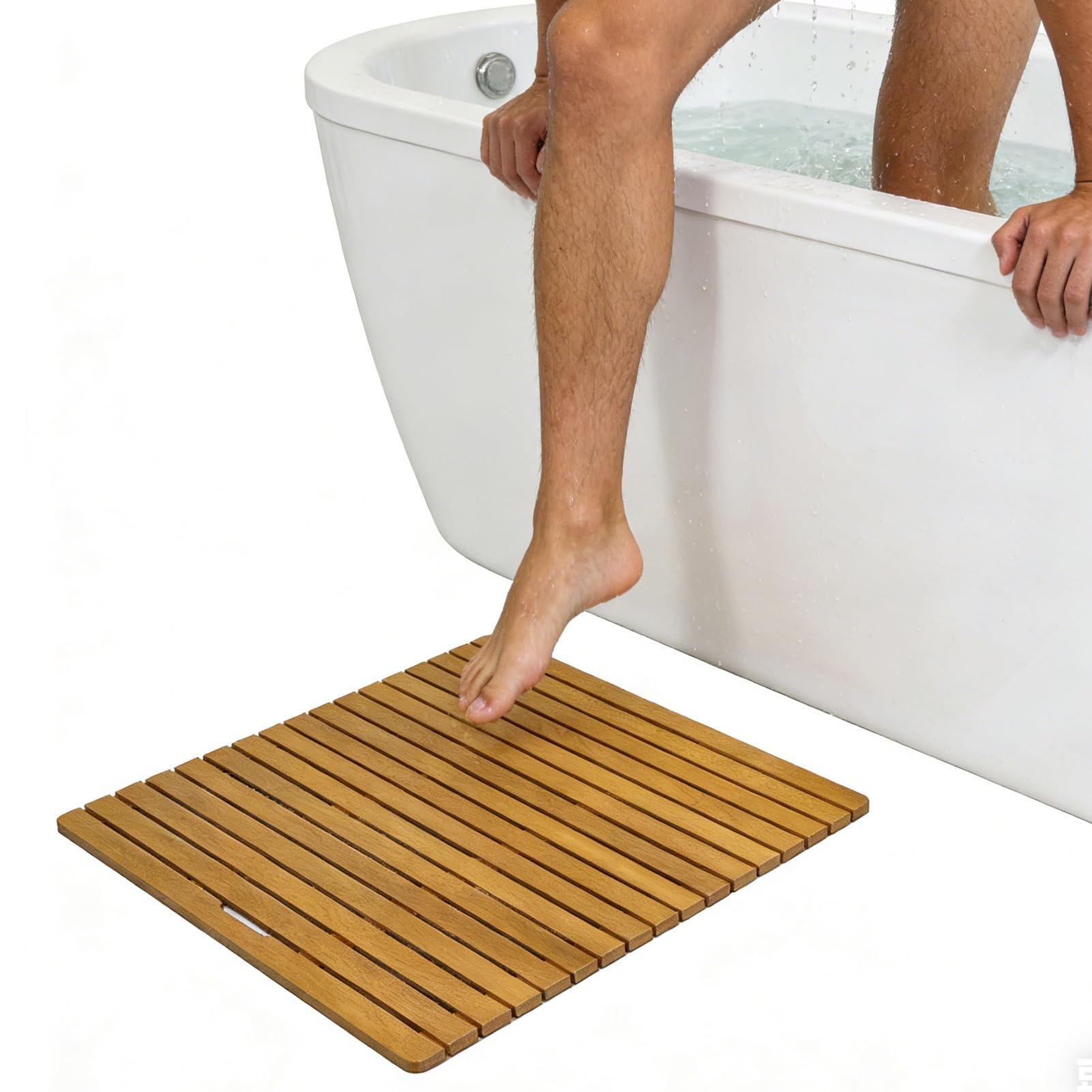 Legna Doccia Bagno Stuoia, 40~160cm Bagno Vasca Spa Giardino Giunzione Delle Doghe Piede Pad, Porta Decorazione Italiano Drenare Asse(95x80cm)