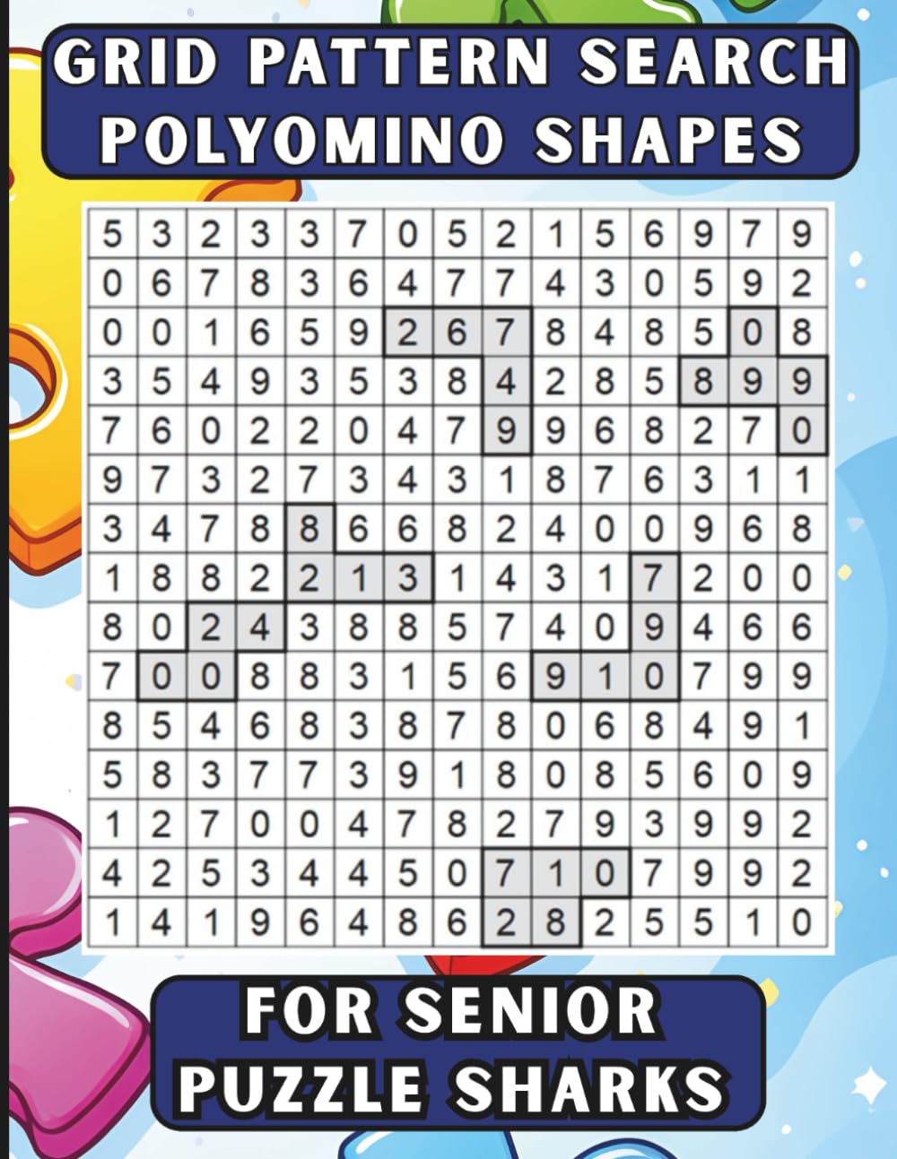 Grid Pattern Search Polyomino Shapes for Senior Puzzle Sharks: Word Search Energy, But Geometric, Low Stress, High Satisfaction