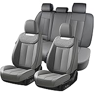 Coverado Car Seat Covers Full Set, Seat Covers for Cars, Gray Car Seat Protector Waterproof, Nappa Leather Car Seat Cushion, Car Seat Covers Front Seats and Back Fit for Most Cars