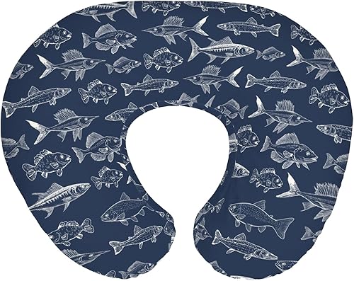 Miniatura 14 de Gone Fishing - Fundas de almohada de lactancia para niños y niñas, botes oceánicos, peces, cangrejos, algas marinas, almohada de lactancia para