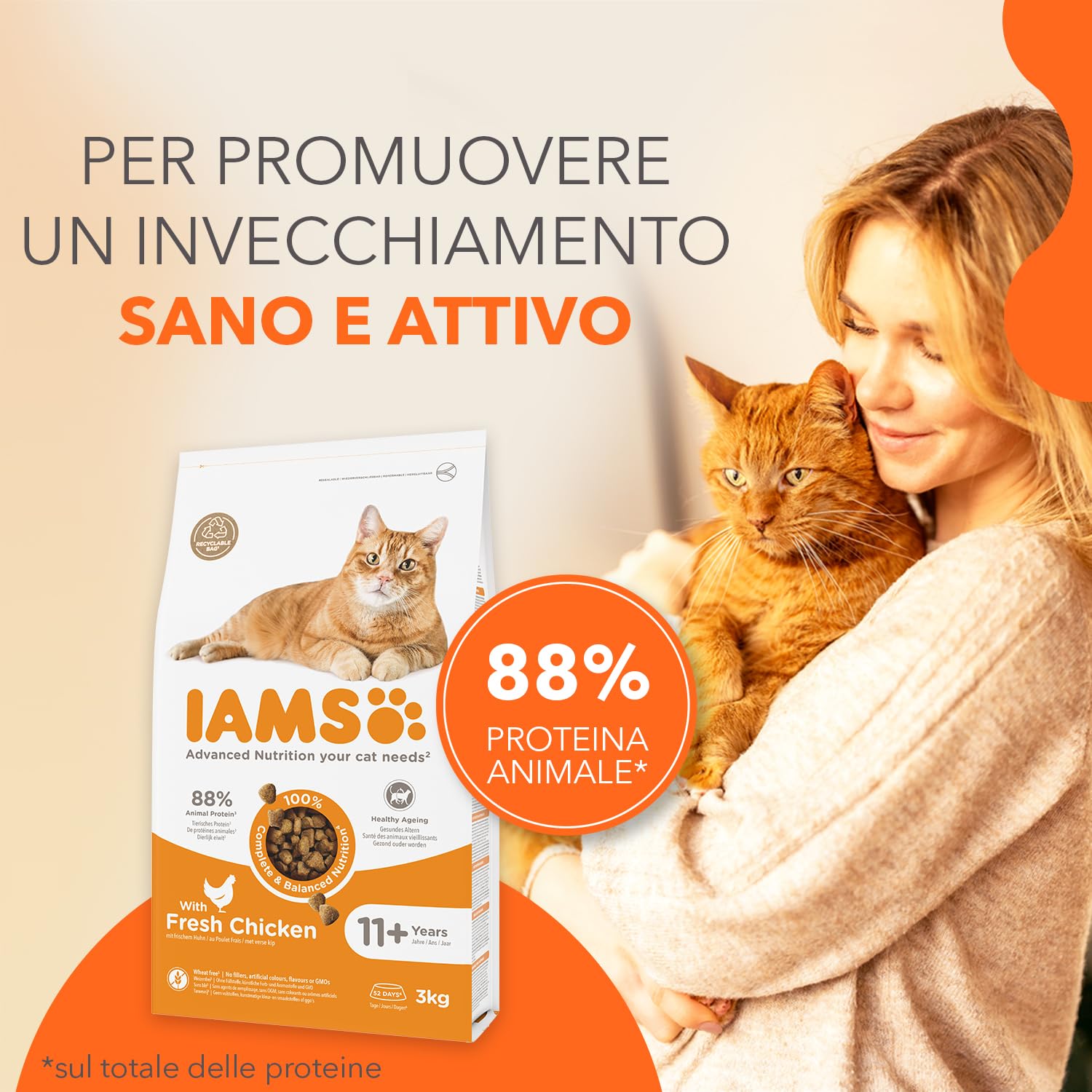 IAMS Cibo secco per gatti con pollo - Alimenti secco per gatti anziani da 11 anni, 10 kg
