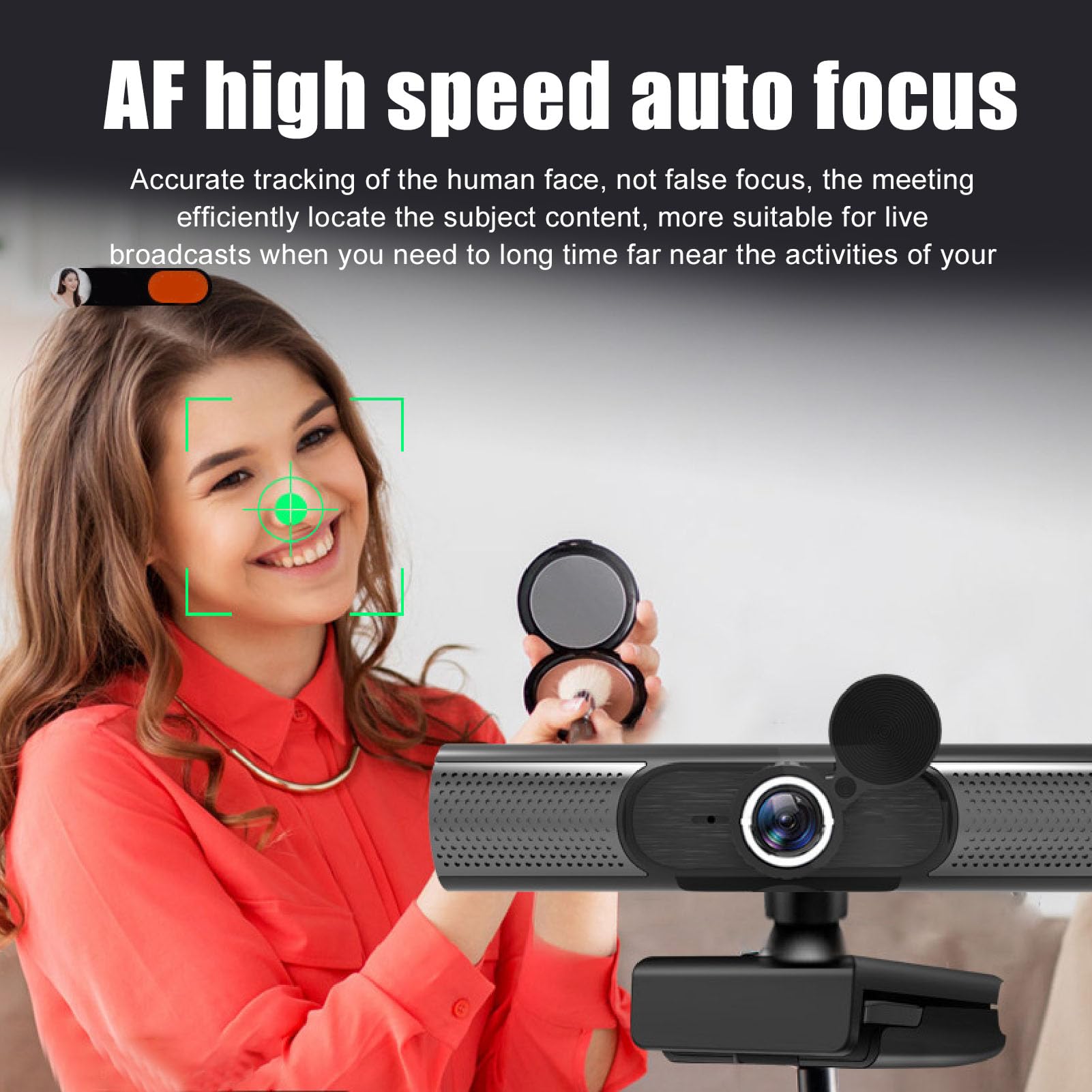 Webcam con Microfono, Webcam per Computer USB FHD 2K 30FPS, Videocamera con Messa a Fuoco Automatica e Copriobiettivo per Videoconferenze, Streaming Live