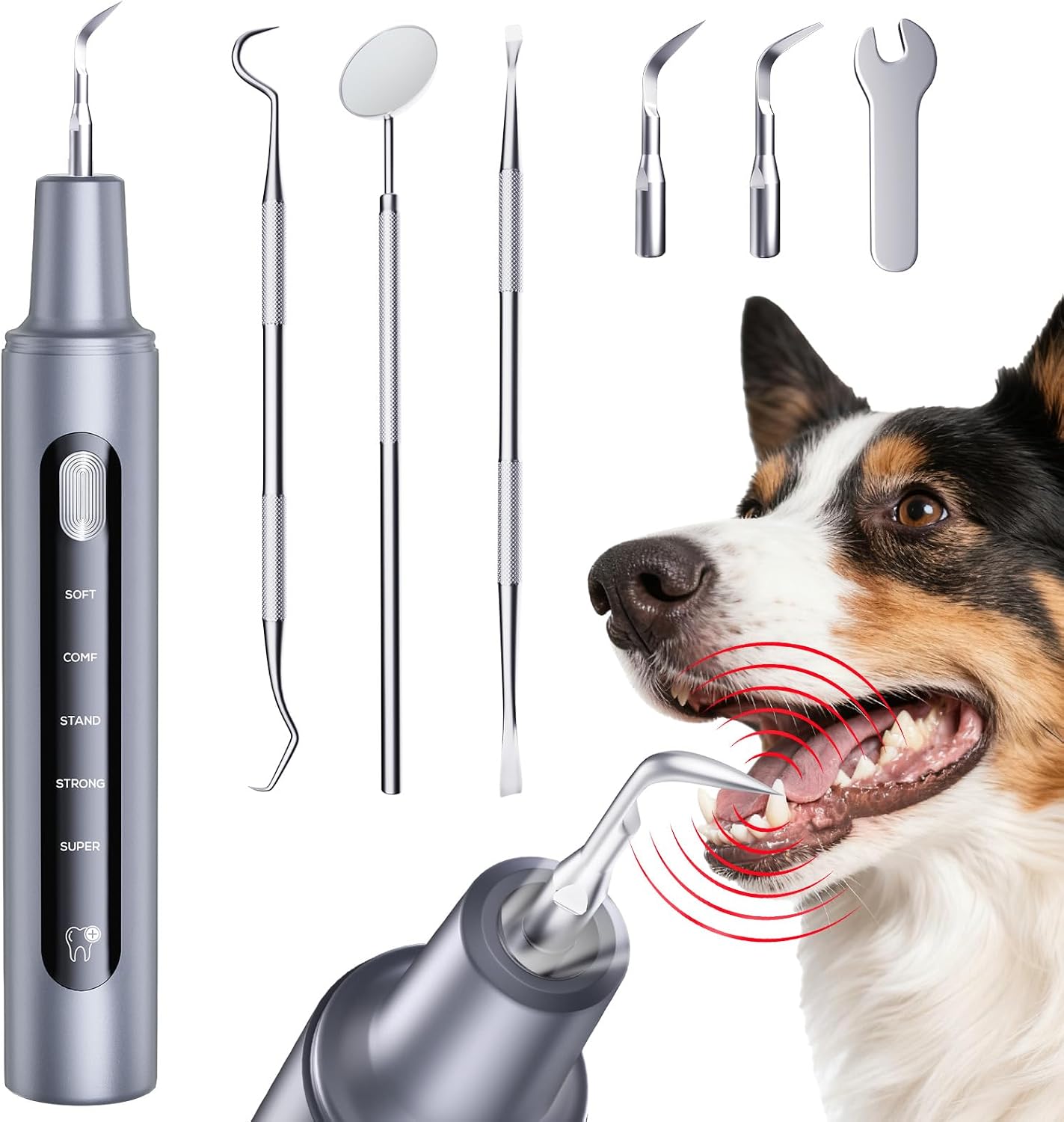Pet Ultrasonic Dental Cleaner, Plaque and Tartar Remover, Teeth Cleaning Kit for Dogs and Cats