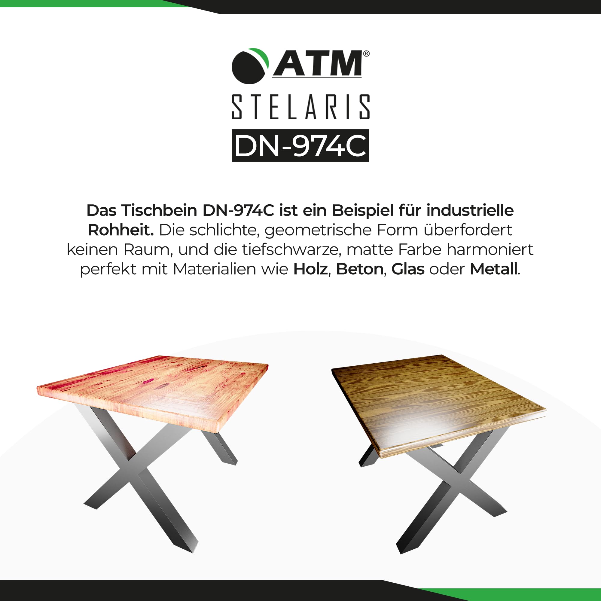 ATM® Tischbeine in X-Form | 2 Kufen für Möbel | Metallprofil 80x80mm | Stabile Basis für Tische, Schreibtische und Arbeitsplatten | Modernes Design, Stahlkonstruktion (Höhe 73 cm) | Schwarz Matt