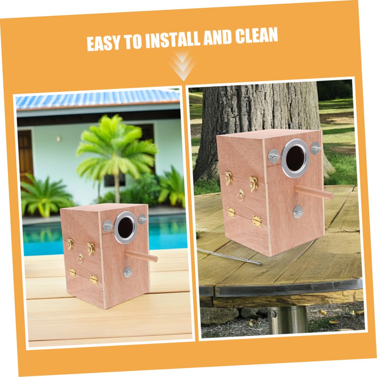 Nido de crianza Puerta de Jaula de Madera Soporte de Perca de Madera de Brecha Finch Bird House