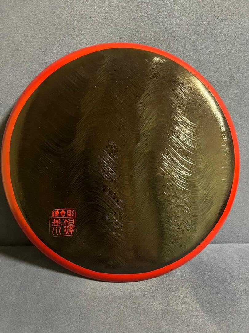 希少　鎌倉彫　和屋　木製漆器　丸盆　菓子盛り盆皿　古美術品　日本伝統工芸品 希少 鎌倉彫 和屋 木製漆器 丸盆 菓子盛り盆皿 古美術品 日本