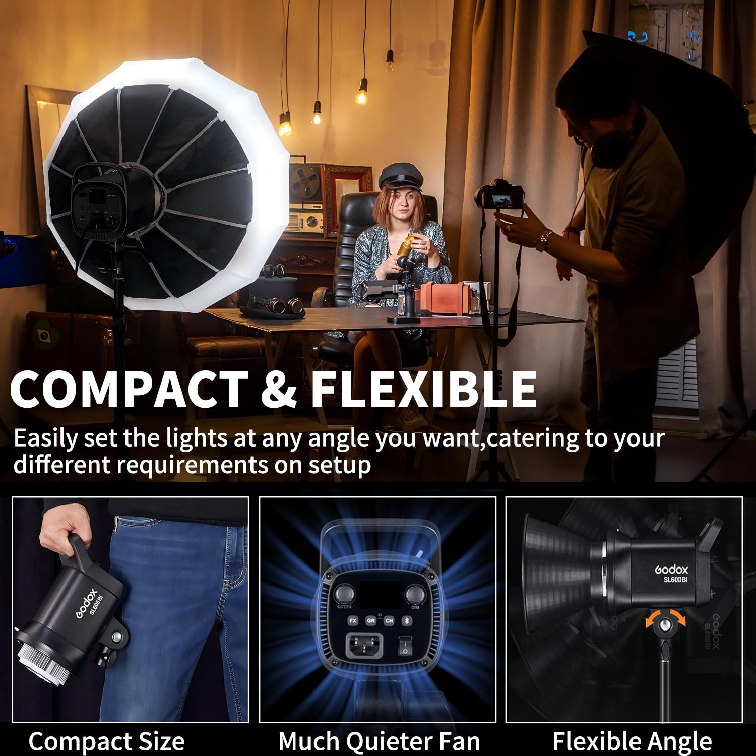 Amazon | Godox SL60II-Bi LEDビデオライト スタンド付き 写真撮影