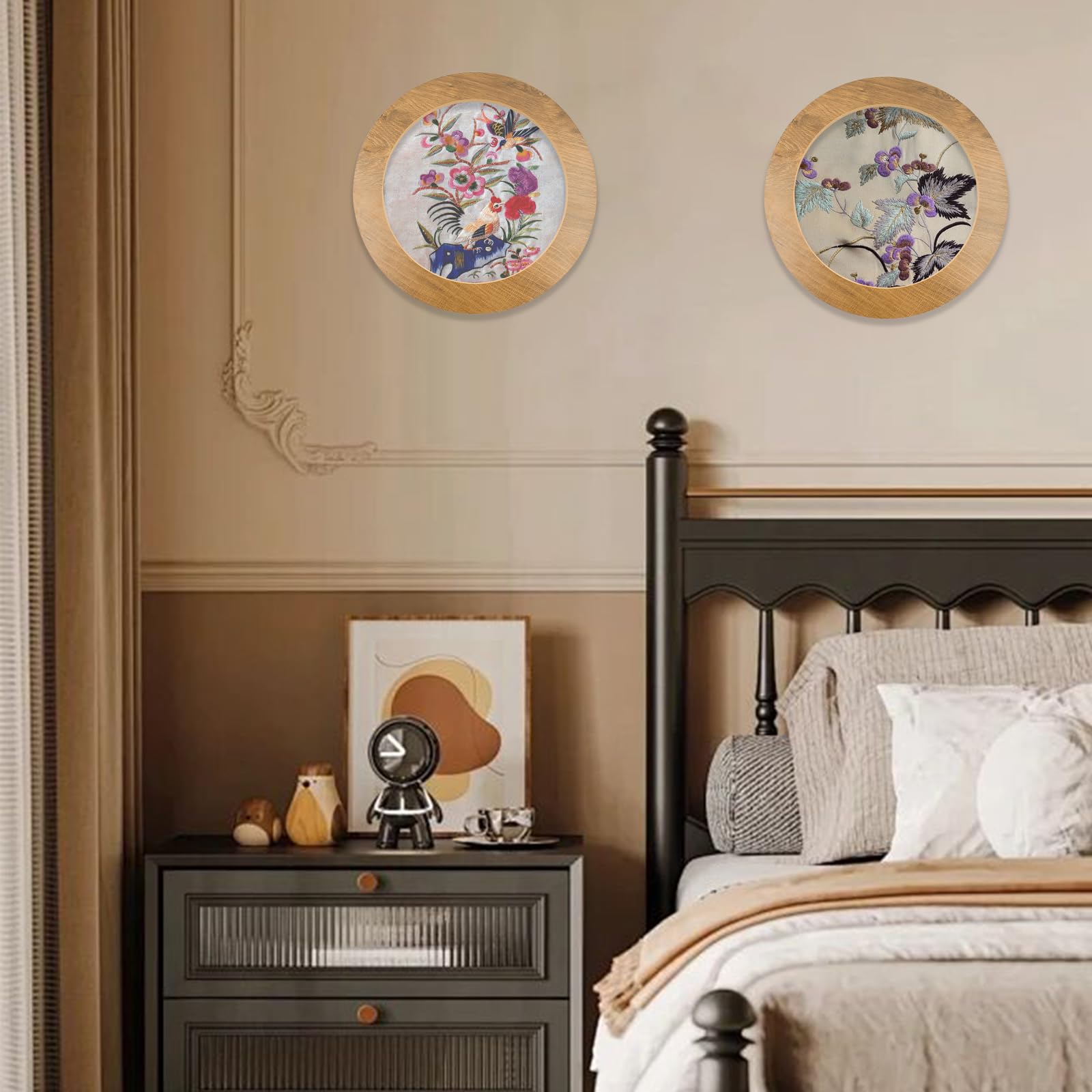 HOMSFOU Telaio A Cerchio Da Ricamo In Legno 17,8 Cm - Cornice Rotonda Per Punto Croce E Foto - 2