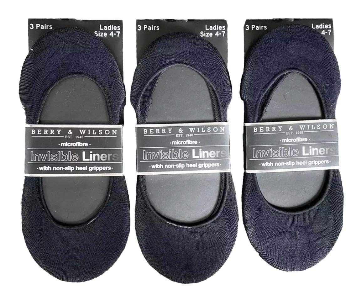 **3 PAIRS** LADIES BERRY & WILSON INVISIBLE / NO SHOW SOCKS UK 4-7 • EU 37-41