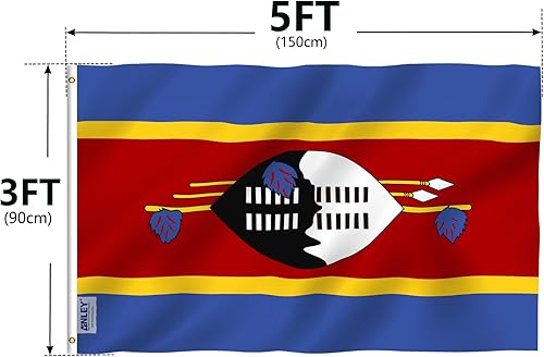 Miniatura 7 de ANLEY Fly Breeze - Bandera de Eswatini (Swazilandia) de 3 x 5 pies, colores vivos y a prueba de decoloración, cabecera de lona y doble costura,