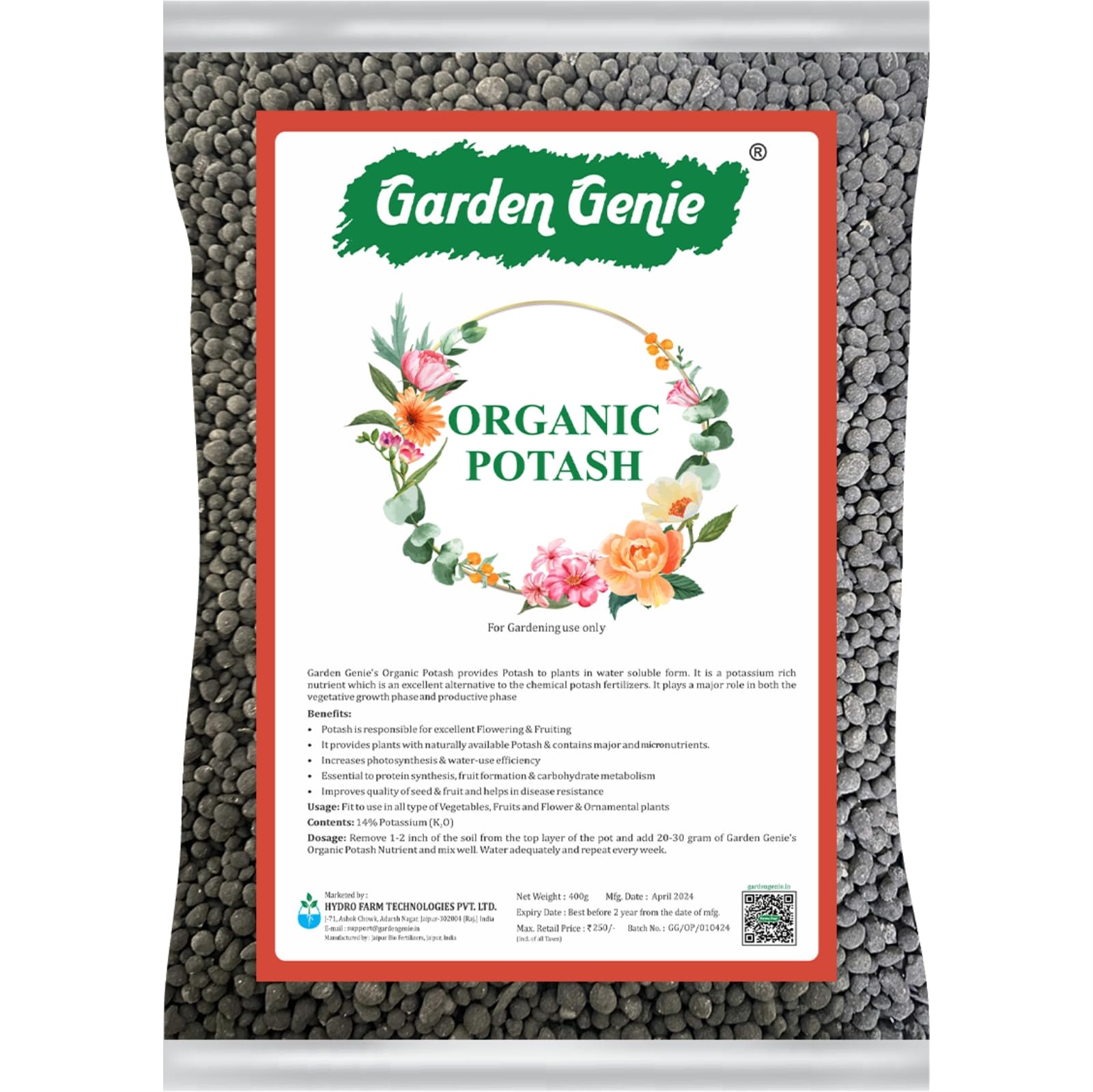 Garden Genie Organic Potash Fertilizer for Plants 400gm | Natural Potassium Granules for Overall Growth of Home Garden Plants (B0CZXSWW5M) Amazon Price History, Amazon Price Tracker
