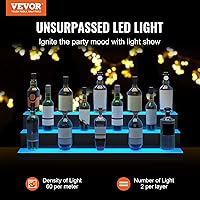 Vista 2 de VEVOR Exhibidor de Botellas de Licor con Iluminación LED, 3 Niveles de 40 Pulgadas, Compatible con USB, Estante de Bar Iluminado para el Hogar