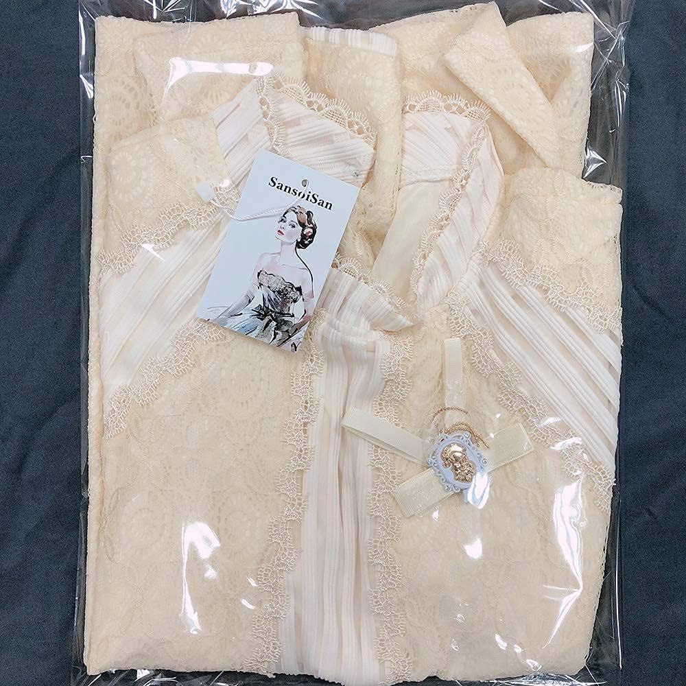 SansoiSan Women's Vintage Beaded Buttons Pleated Shirt Long Sleeve Lace Stretchy Blouse - Image 6