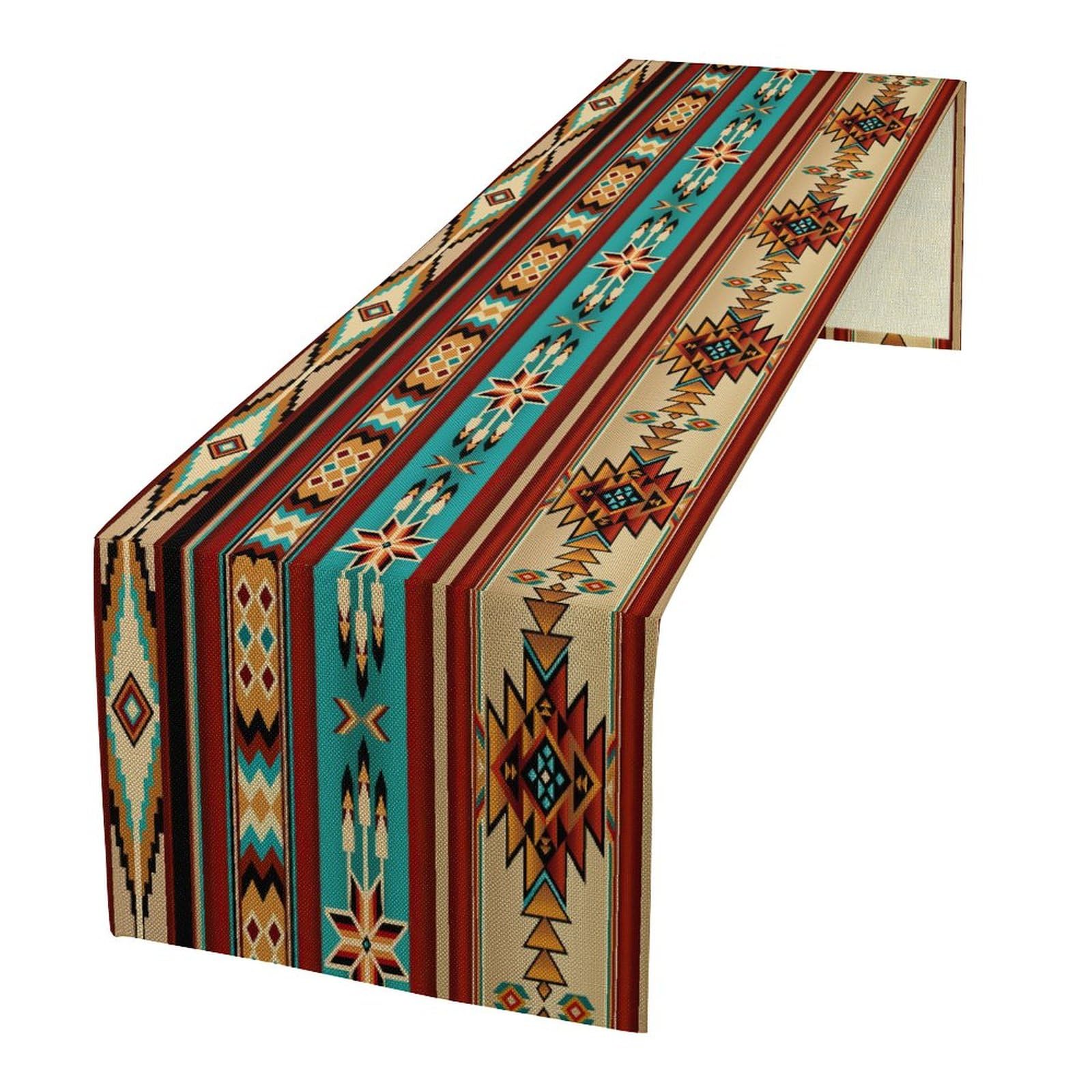 Aztec Table Runner,Ethnic Style Design Geometric Table Runners Dresser Scarves Table Setting Decor for Garden Farmhouse Wedding Party Holiday Dinner Home 13x36 Inch