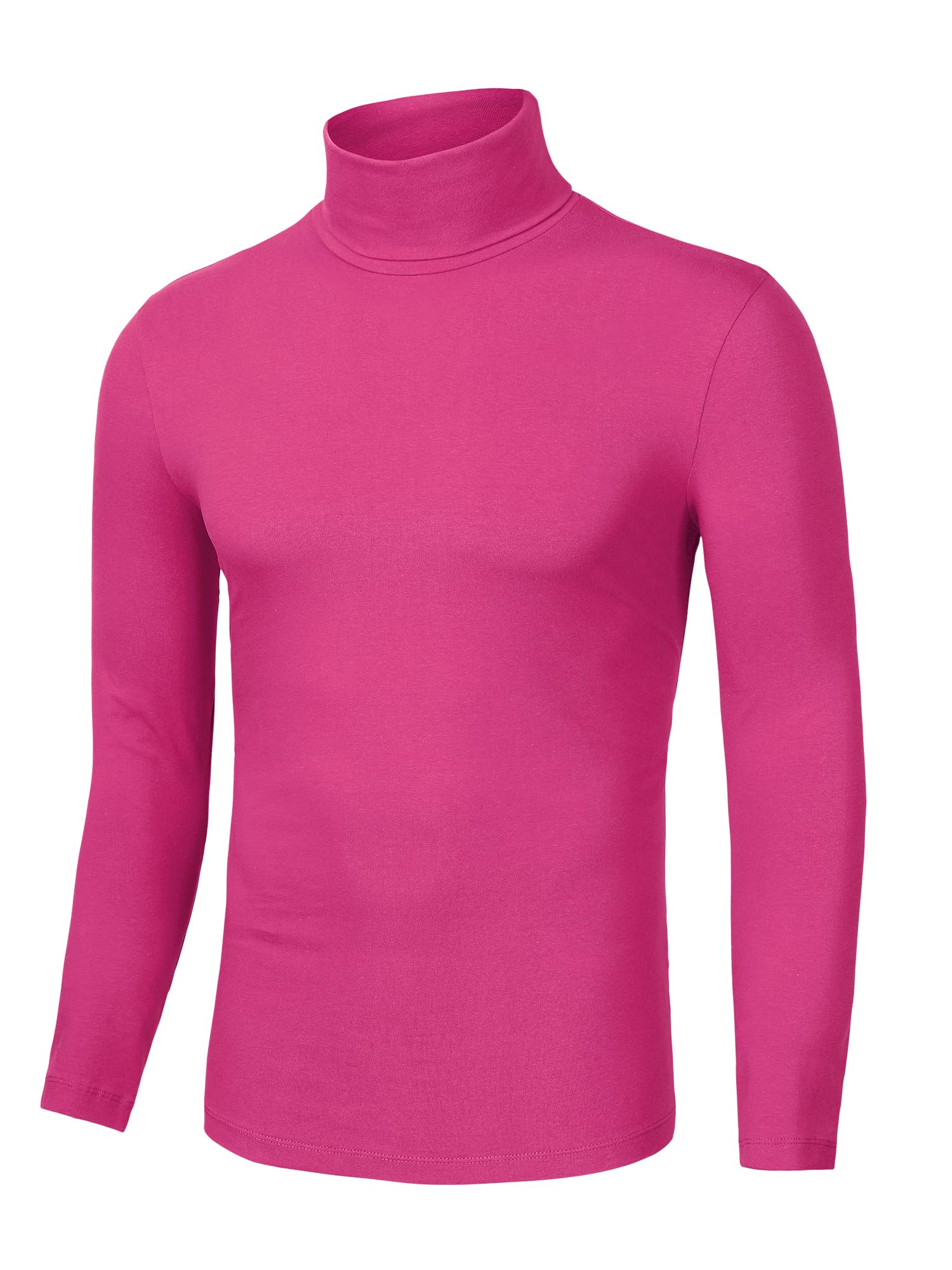 uxcell Camiseta de Cuello Alto para Hombre, Ajuste Delgado, Manga Larga, Cuello Alto, Rosado Oscuro, 42
