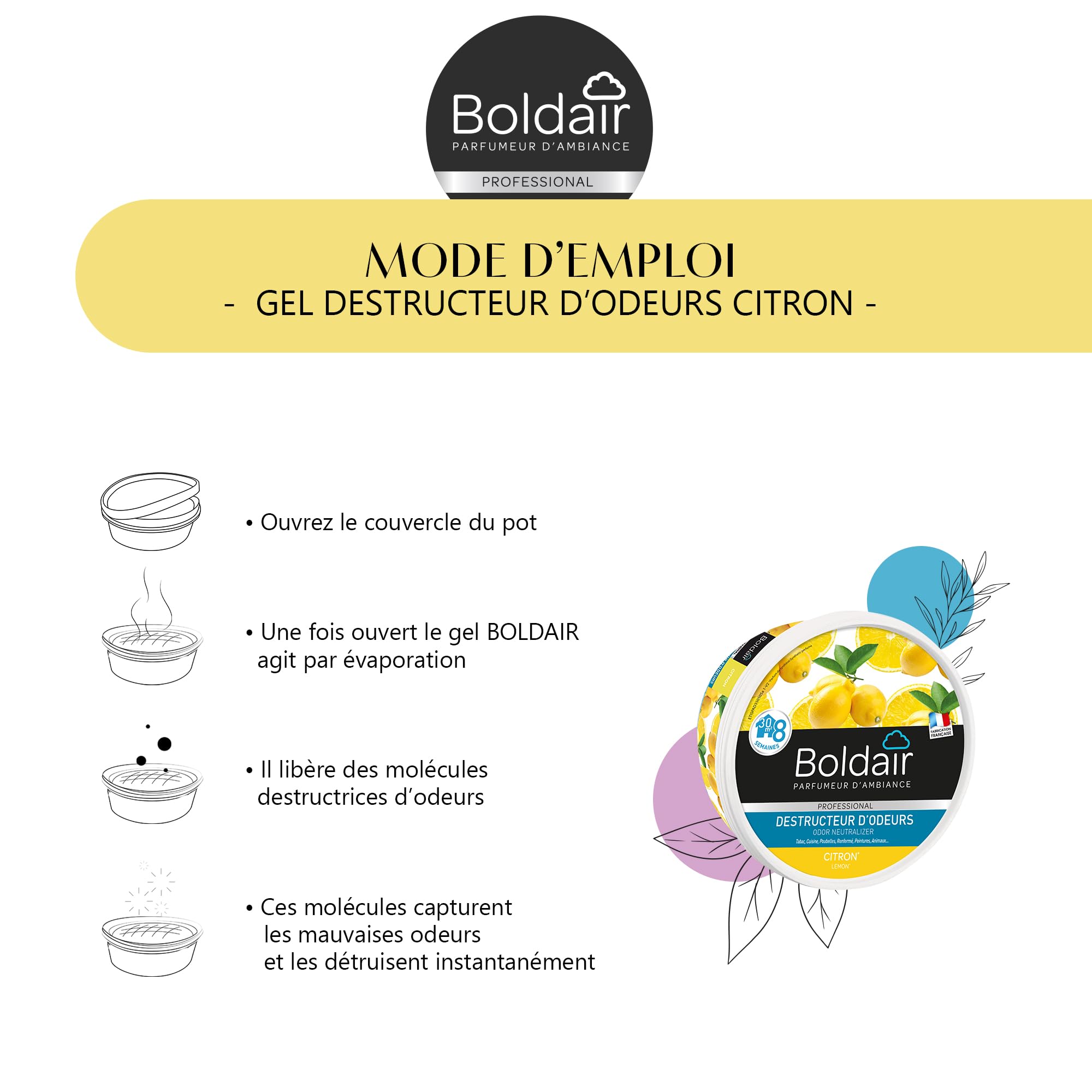 Boldair Gel Destructor olores Limón