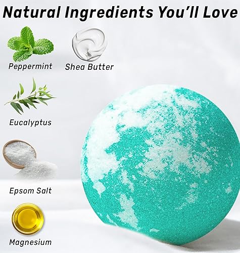 Miniatura 3 de Bomba de baño de magnesio mentol efervescente eucalipto, menta, sal de Epsom, refrescante spa de burbujas con aceite esencial infundido después del