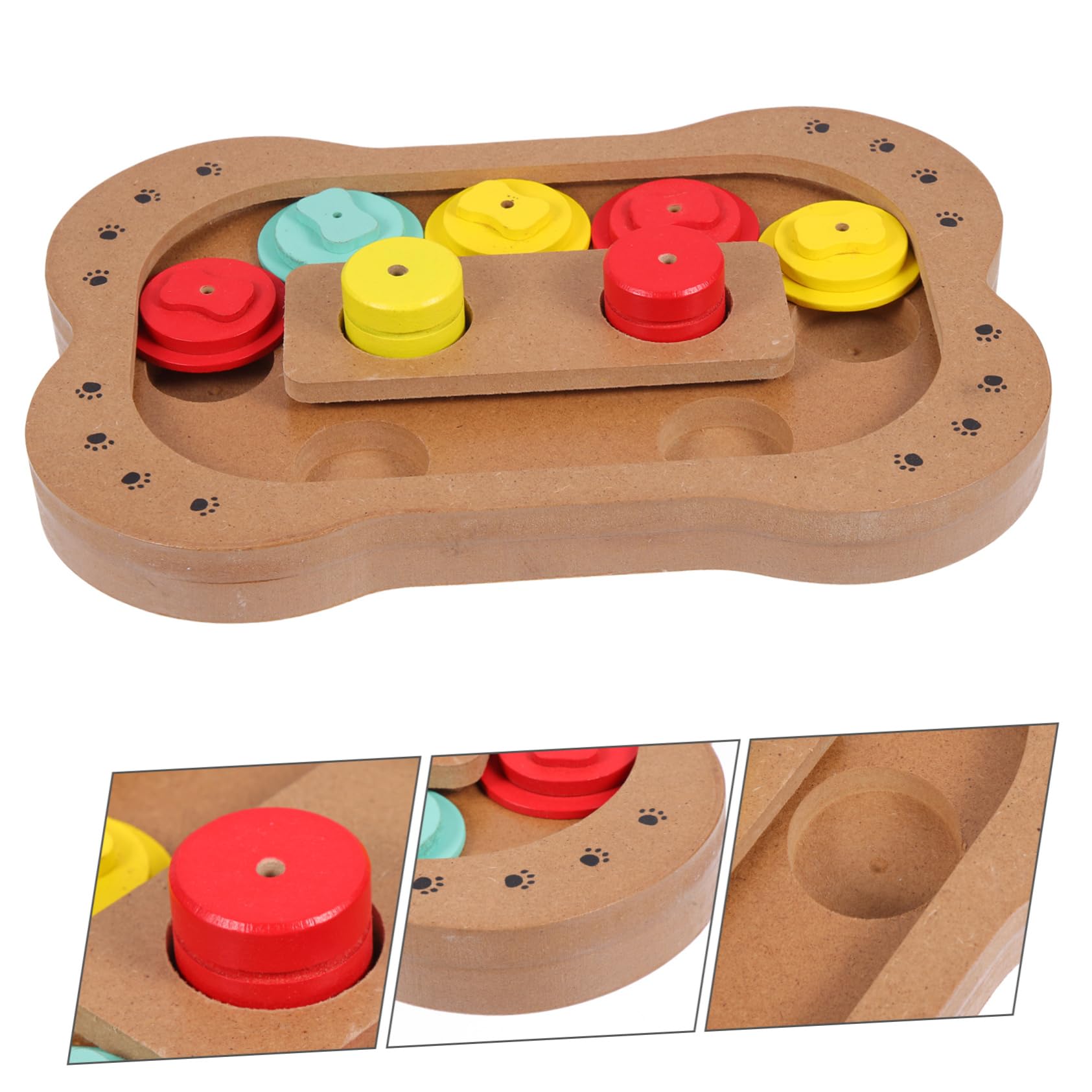 ibasenice Holzknochen Spielzeug für Hunde Langsamfutterung Intelligenztraining in Braun