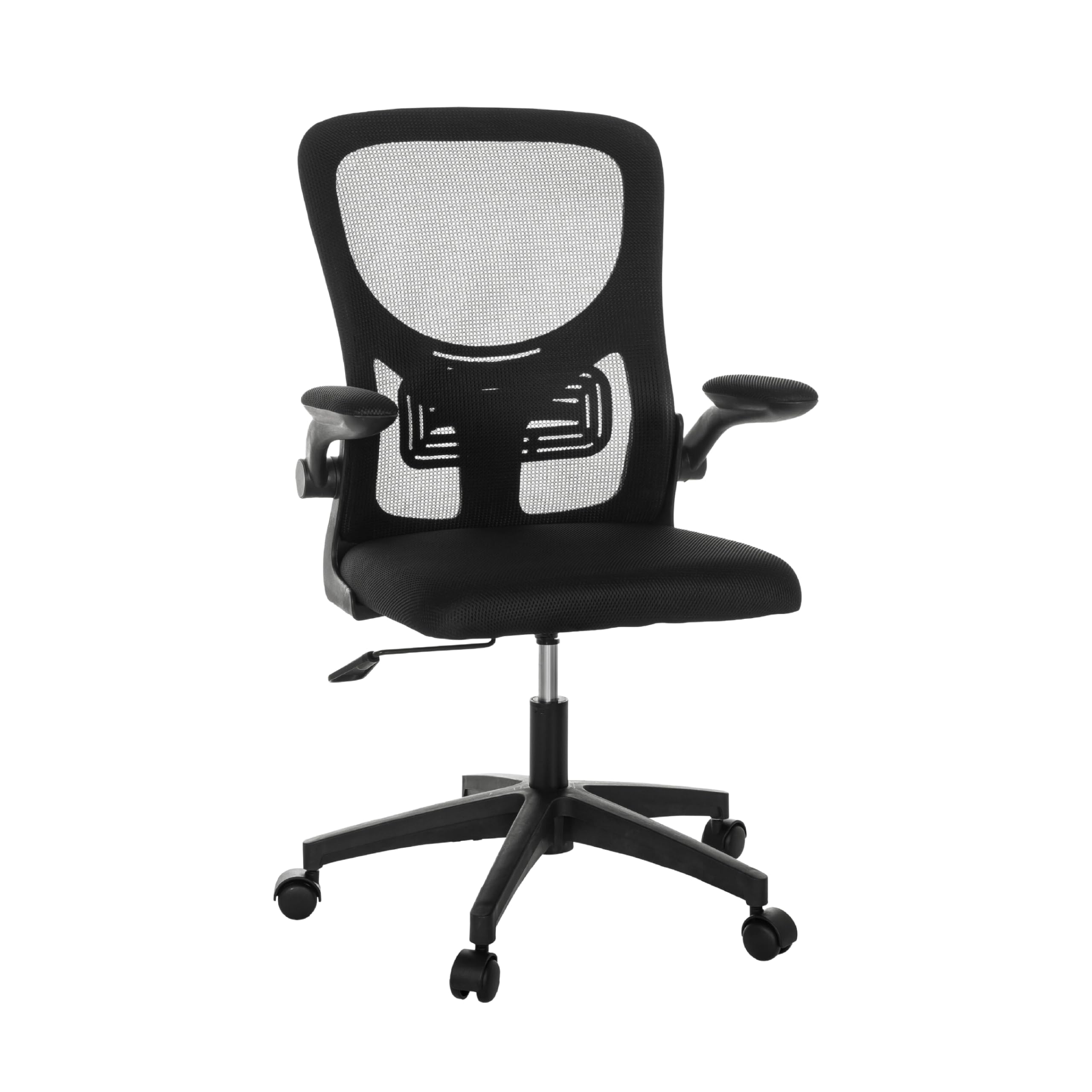 Baroni Home Sedia da Ufficio Ergonomica con Supporto Lombare, Braccioli Reclinabili Imbottiti, Schienale Traspirante, Altezza Regolabile 56x59x100cm (Nera)