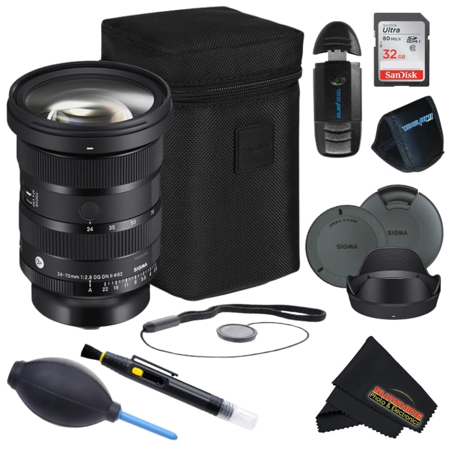 Sigma 24-70mm f2.8 DG DN II Art Lens for Sony E with Sunshine Photo Advanced Bundle - 4 Years USA Manufacturer Warranty