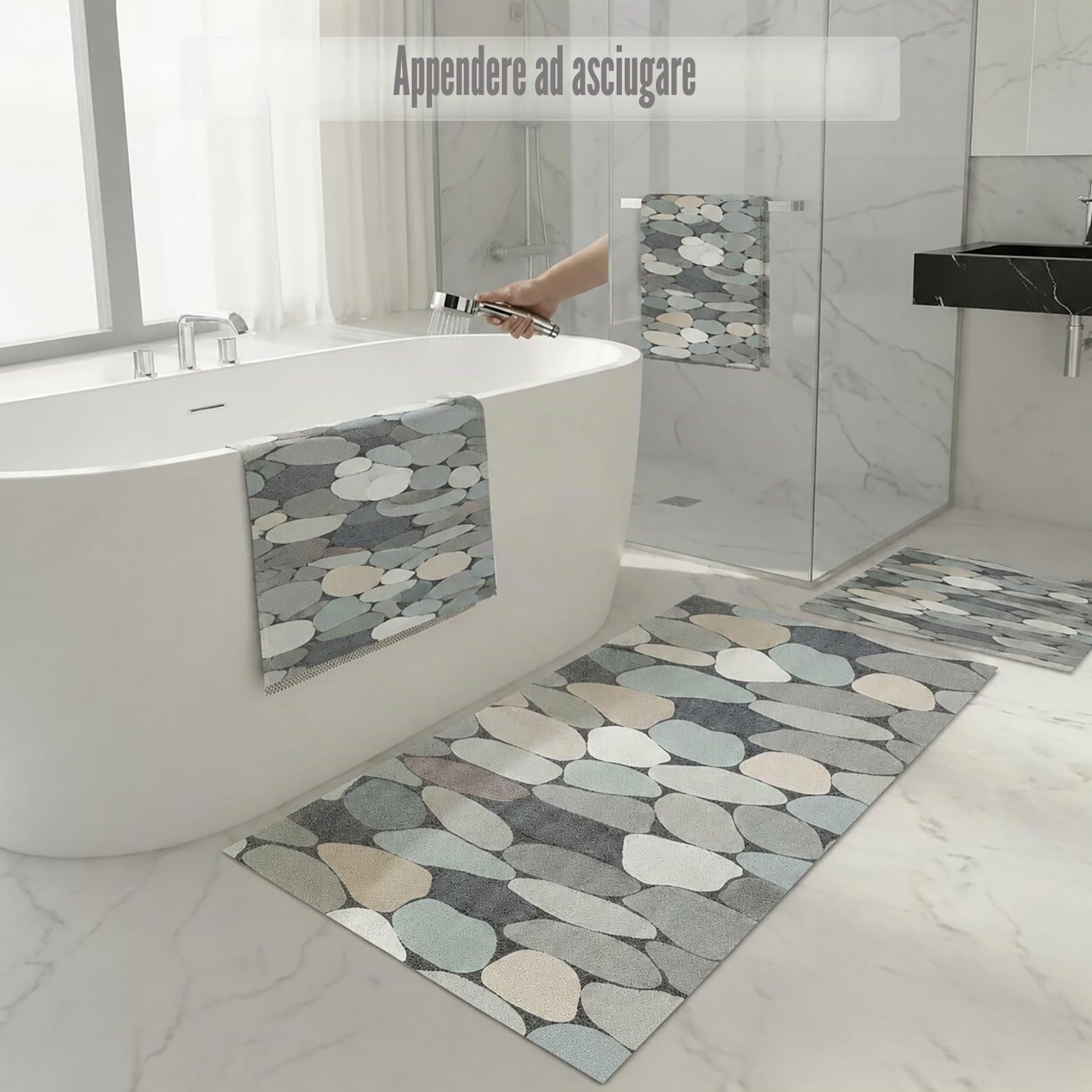 Tappetino doccia antiscivolo 80x120 cm Stile contemporaneo Tappeto doccia antiscivolo Morbido e confortevole PVC Tappeto antiscivolo doccia, alta permeabilità all'acqu