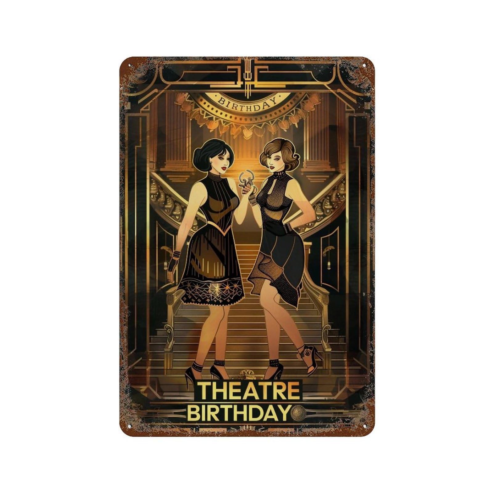 FHUYEURHRY 1920s Flapper Birthday 02 Wall Decor Retro Iron Vintage Art Metal Tin Sign Poster Modern Home Cofffee Club Art Bar Shop Decorations Style 30x20cm