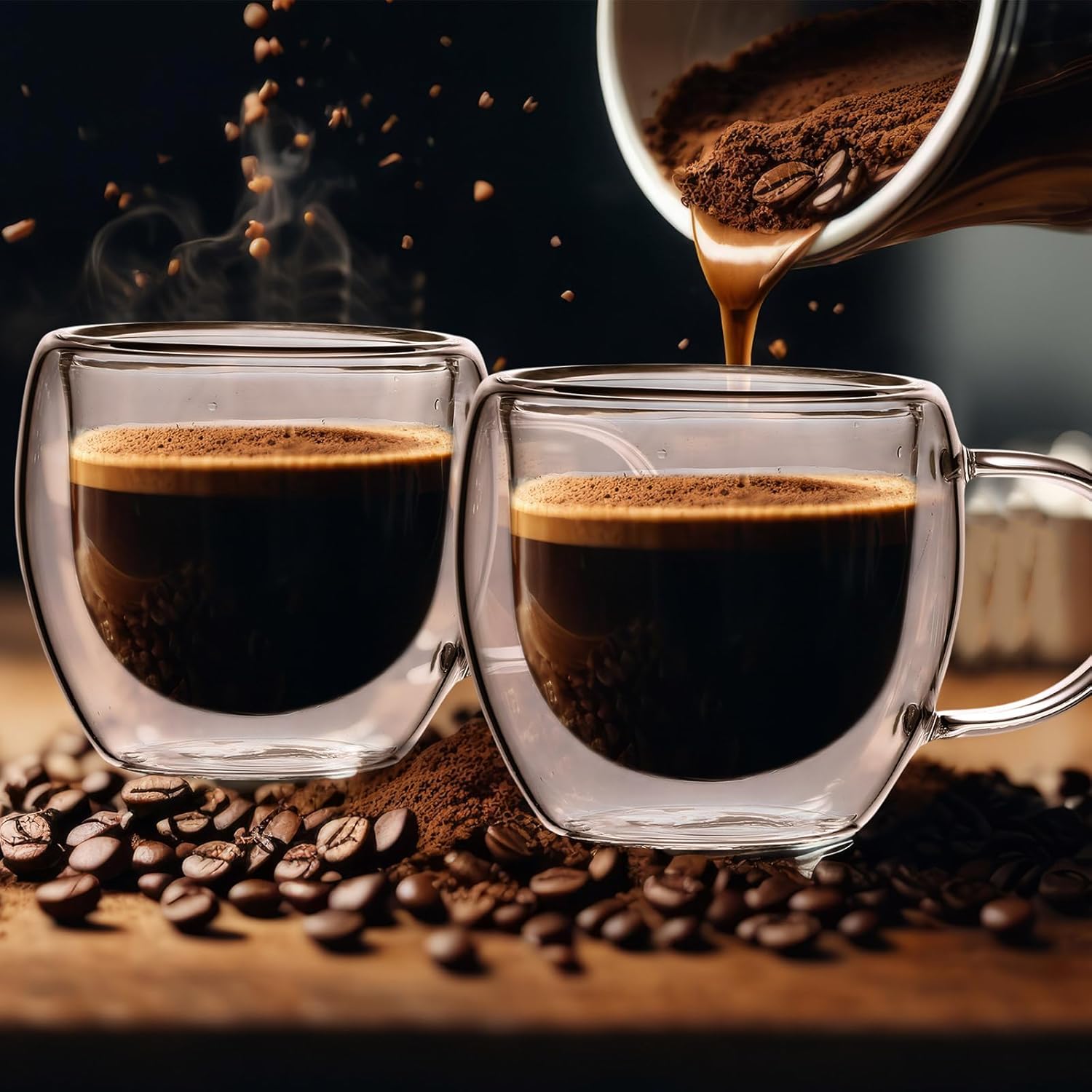 Gerrii Espresso Cups Double Walled Espresso Shot Glass with Handle Cups Insulated Clear Small Shot Glasses for Cappuccino Latte Hot Beverage(2.5 oz,Round Bottom,20 Pcs) - Image 3