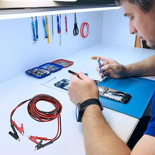 Miniatura 6 de Sumnacon Clips de cocodrilo de doble extremo, cable de cable de prueba de 15 A con clips aisladores, 2 cables flexibles de prueba de 9.8 pies3M con