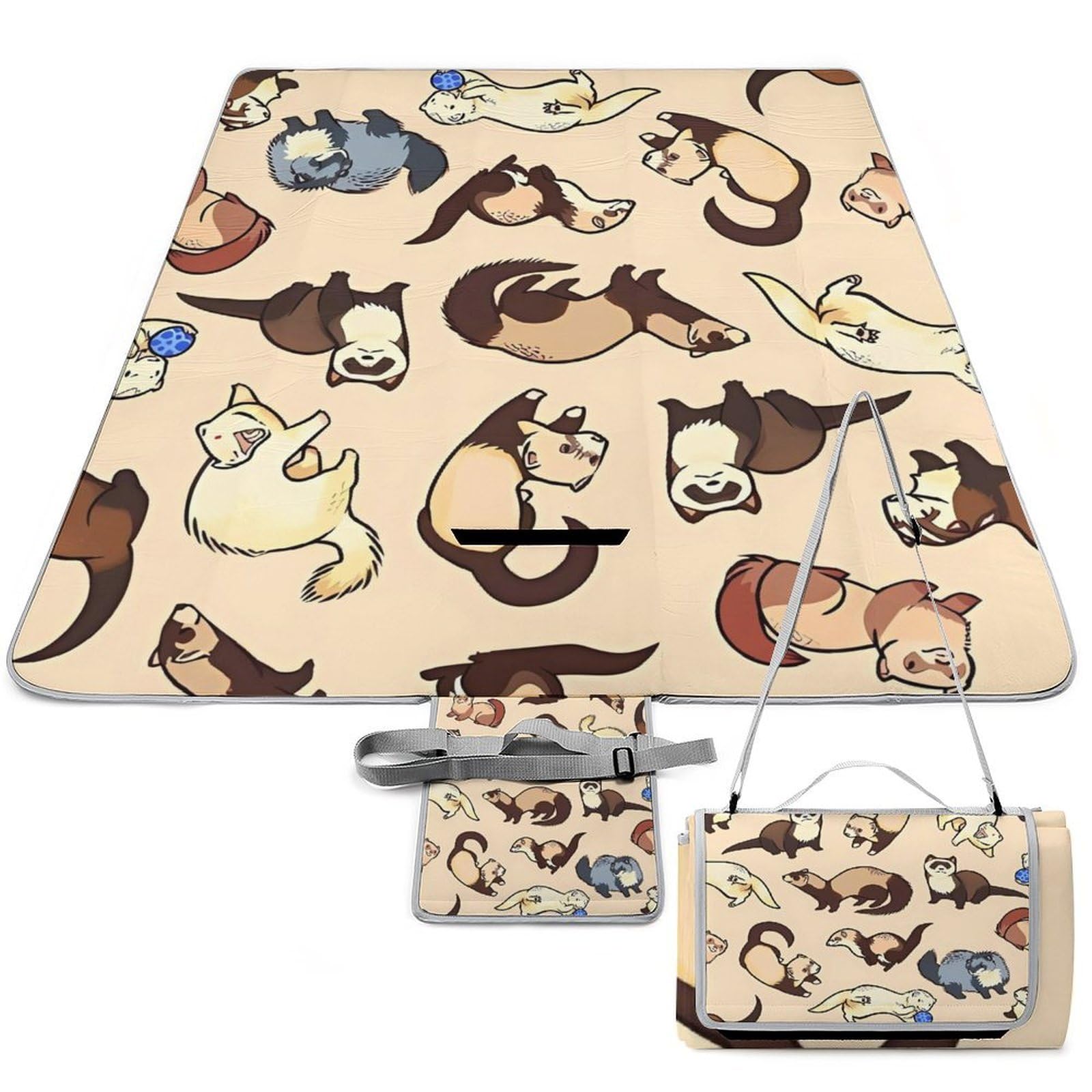 Tapis de camping pour repas sur l'herbe couverture extérieure pliable 148 cm